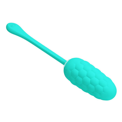 PRETTY LOVE - VIBRATING EGG WITH RECHARGEABLE MARINE TEXTURE IN AQUA GREEN