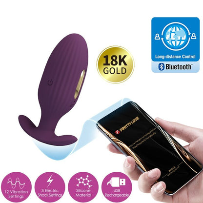 PRETTY LOVE - JEFFERSON APP-CONTROLLED ANAL PLUG PURPLE