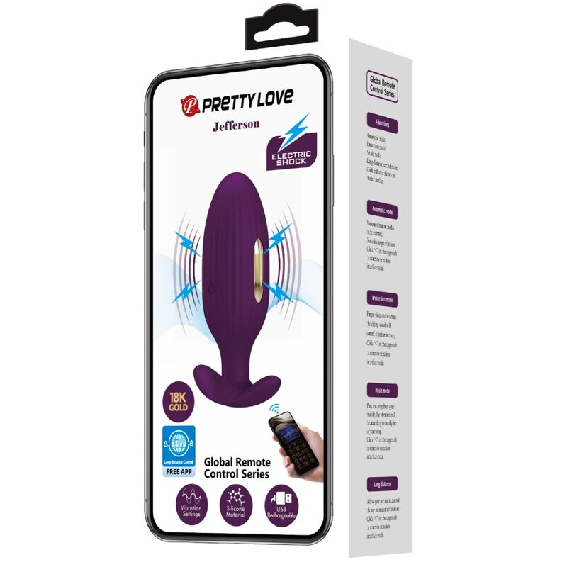 PRETTY LOVE - JEFFERSON APP-CONTROLLED ANAL PLUG PURPLE
