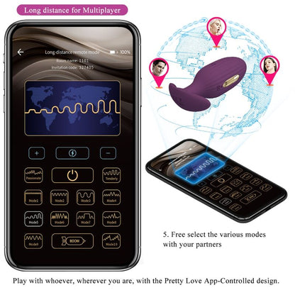 PRETTY LOVE - JEFFERSON APP-CONTROLLED ANAL PLUG PURPLE