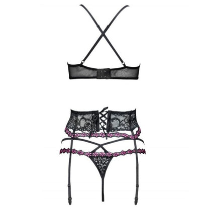 LIVCO CORSETTI FASHION - SNEHANA LC 90443 BH + STRUMPFGÜRTEL + HÖSCHE SCHWARZ L/XL