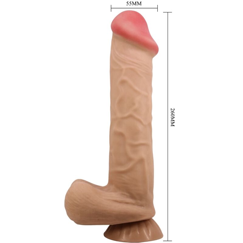 PRETTY LOVE - SLIDING SKIN SERIES REALISTIC DILDO WITH SLIDING SKIN, SAUSAGE SKIN, FLESH 26 CM