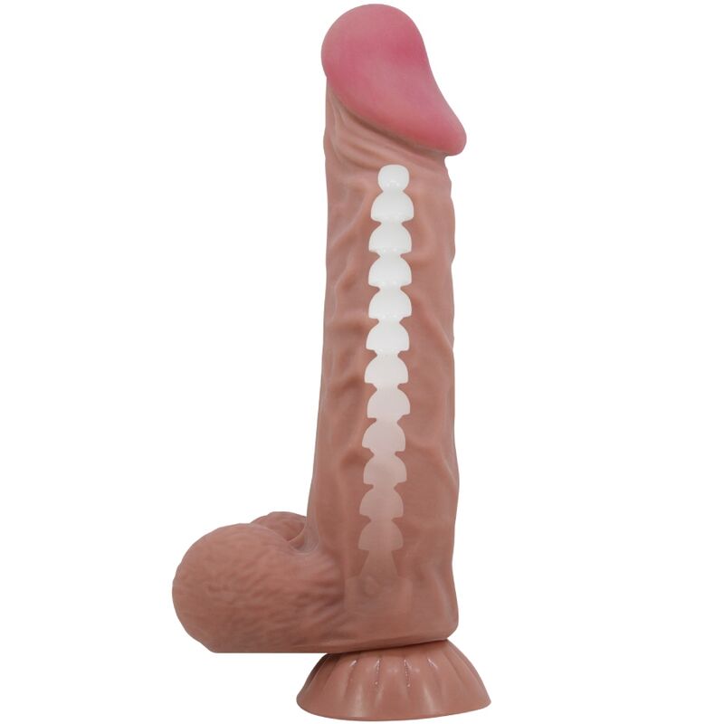 PRETTY LOVE - REALISTIC DILDO SLIDING SKIN SERIES WITH SLIDING SKIN SUCTION CUP BROWN 24 CM