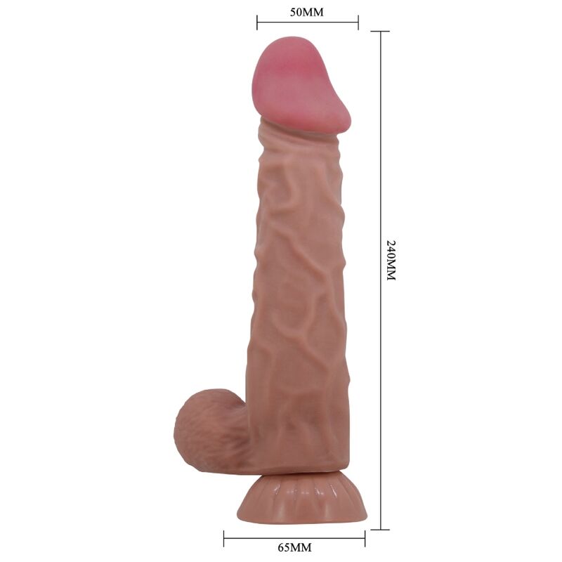 PRETTY LOVE - REALISTIC DILDO SLIDING SKIN SERIES WITH SLIDING SKIN SUCTION CUP BROWN 24 CM