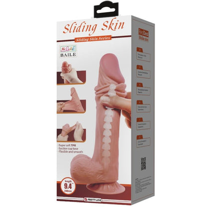 PRETTY LOVE - REALISTIC DILDO SLIDING SKIN SERIES WITH SLIDING SKIN SUCTION CUP BROWN 24 CM