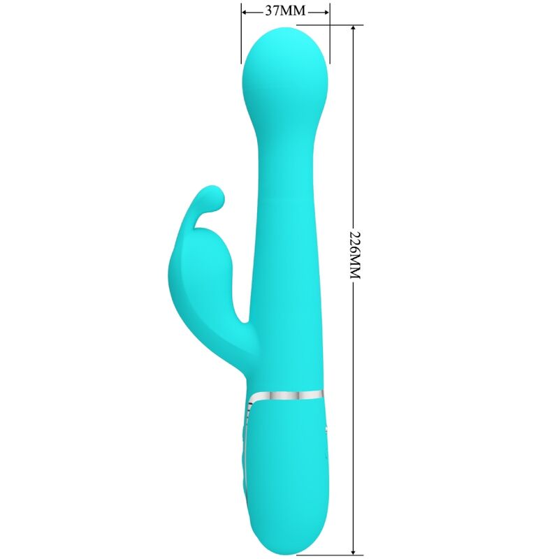 PRETTY LOVE - DEJON RABBIT VIBRATOR 3 IN 1 MULTIFUNCTIONAL AQUA GREEN