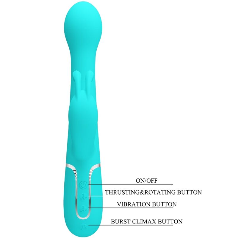 PRETTY LOVE - DEJON RABBIT VIBRATOR 3 IN 1 MULTIFUNCTIONAL AQUA GREEN
