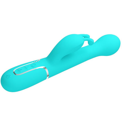 PRETTY LOVE - DEJON RABBIT VIBRATOR 3 IN 1 MULTIFUNCTIONAL AQUA GREEN
