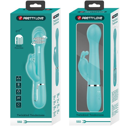 PRETTY LOVE - DEJON RABBIT VIBRATOR 3 IN 1 MULTIFUNCTIONAL AQUA GREEN