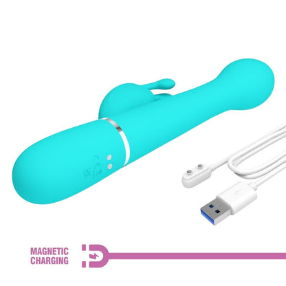 PRETTY LOVE - DEJON RABBIT VIBRATOR 3 IN 1 MULTIFUNCTIONAL AQUA GREEN