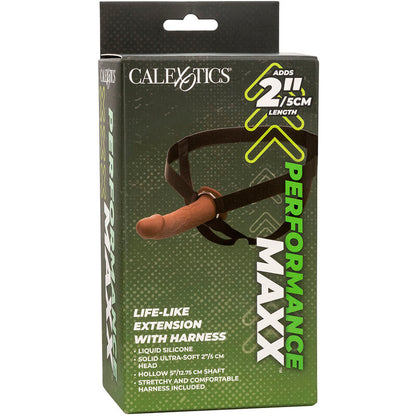 CALEXOTICS - PERFORMANCE MAXX LIFELIKE EXTENSION WITH HARNESS, BROWN