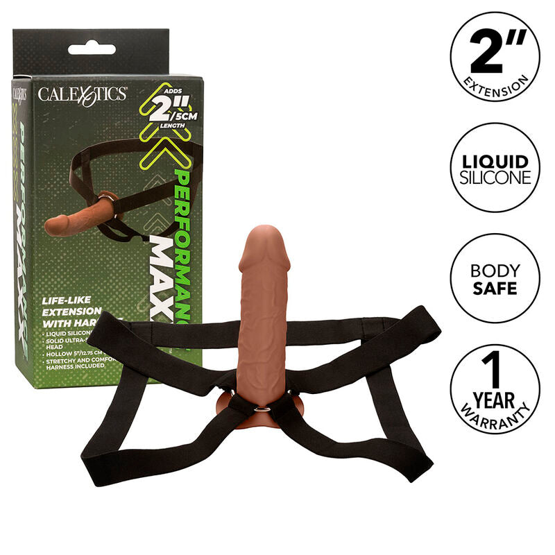 CALEXOTICS - PERFORMANCE MAXX LIFELIKE EXTENSION WITH HARNESS, BROWN