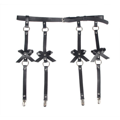 SUBBLIME - LEATHER CHAIN LEG HARNESS BLACK ONE SIZE