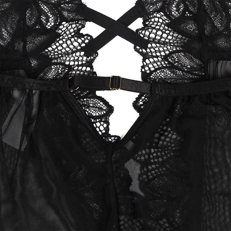 SUBBLIME - TEDDY-HALTER-NECK-BARE-BACK-LACE BLACK S/M