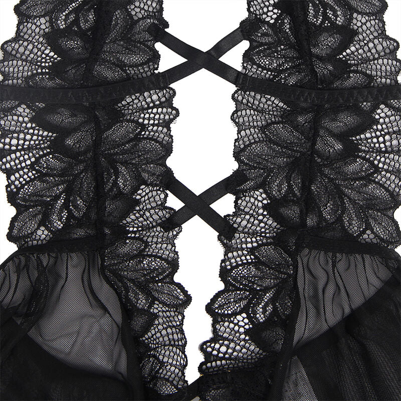 SUBBLIME - TEDDY-HALTER-NECK-BARE-BACK-LACE BLACK S/M