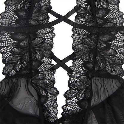 SUBBLIME - TEDDY-HALTER-NECK-BARE-BACK-LACE BLACK S/M