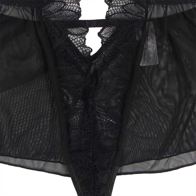 SUBBLIME - TEDDY-HALTER-NECK-BARE-BACK-LACE BLACK S/M