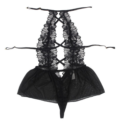 SUBBLIME - TEDDY-HALTER-NECK-BARE-BACK-LACE BLACK S/M