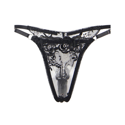 SUBBLIME - 3-TEILIGES SET BH + STRING + STRUMPFBAND BLUMENPRINT SCHWARZ L/XL