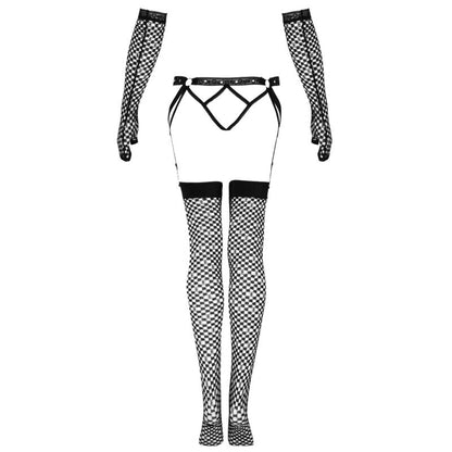 LIVCO CORSETTI FASHION - NEMALIA GARTER BELT + STOCKINGS + GLOVES BLACK