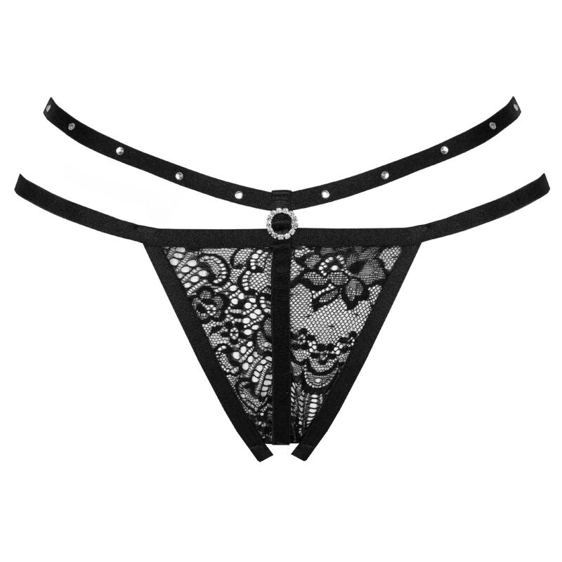 LIVCO CORSETTI FASHION - NOMADE OPEN CROTCH THONG BLACK