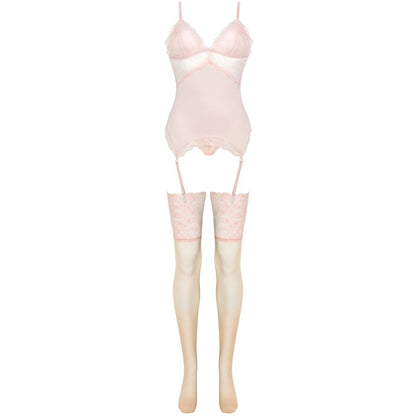 LIVCO CORSETTI FASHION - PERSINNE PEACH SET CORSET + PANTIES + STOCKINGS