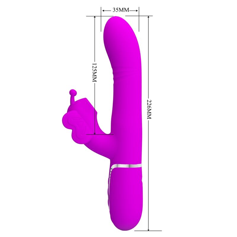 PRETTY LOVE - MULTIFUNCTIONAL RABBIT VIBRATOR 4 IN 1 BUTTERFLY FUCHSIA