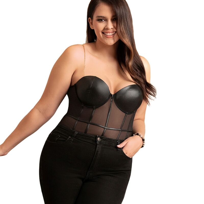 SUBBLIME - SCHWARZER BODY MIT KETTEN-HOSENTRGERN L/XL