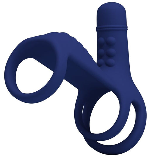 PRETTY LOVE - ELISH VIBRATING COCK RING WITH EXTENSION BLUE