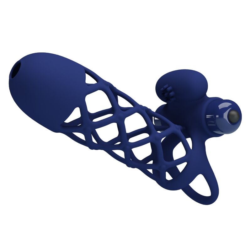 PRETTY LOVE - GIANN VIBRATOR RING WITH SILICONE SLEEVE BLUE