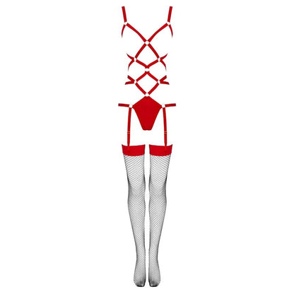 LIVCO CORSETTI FASHION - THIARA LC 20213 SET BODY + STRÜMPFE ROT L/XL