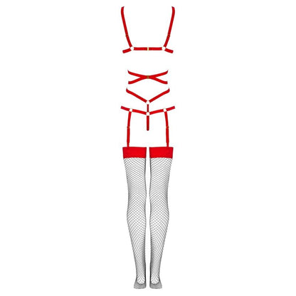 LIVCO CORSETTI FASHION - THIARA LC 20213 SET BODY + STRÜMPFE ROT L/XL