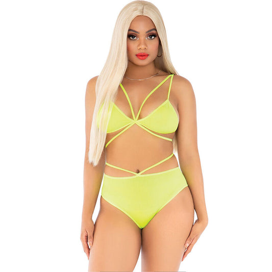 LEG AVENUE - TOP & PANTIES YELLOW WITH SUSPENDERS