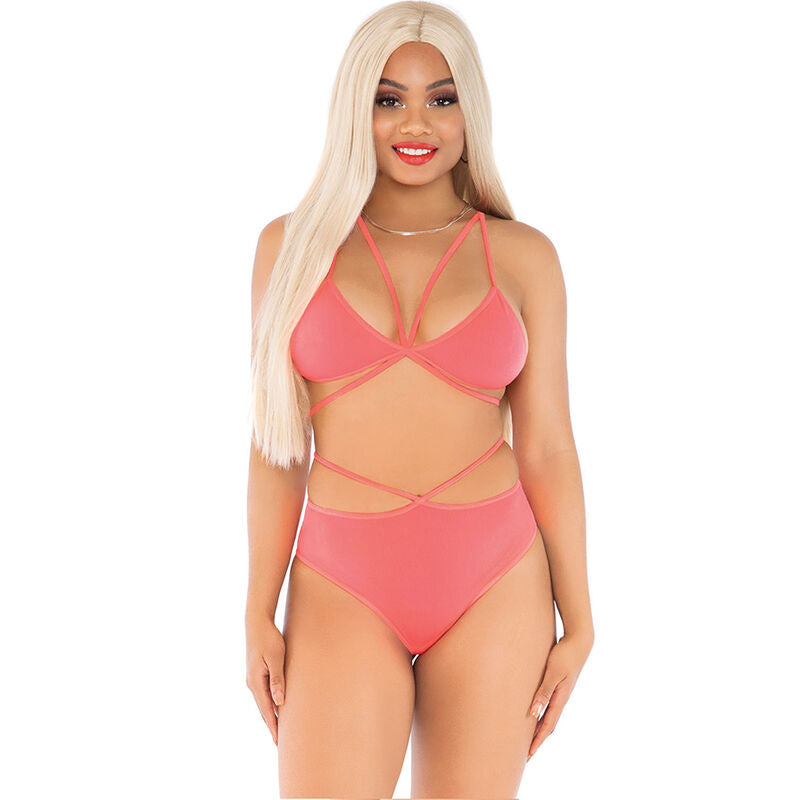 LEG AVENUE - TOP & PANTY CORAL WITH STRAPS