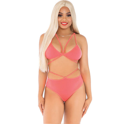 LEG AVENUE - TOP & PANTY CORAL WITH STRAPS