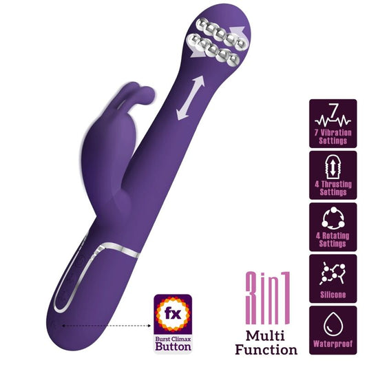 PRETTY LOVE - DEJON RABBIT VIBRATOR 3 IN 1 MULTIFUNCTIONAL PURPLE