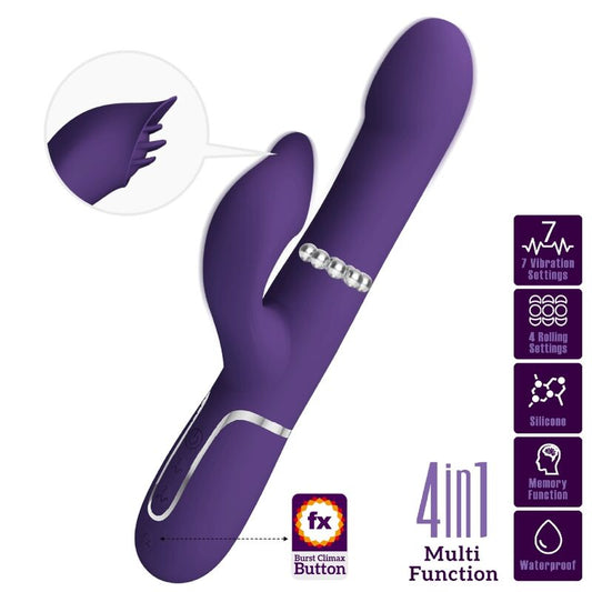 PRETTY LOVE - ZALIN RABBIT VIBRATOR BEADS 4 IN 1 PURPLE