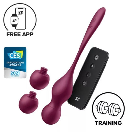 SATISFYER - LOVE BIRDS VARY VIBRATING BALLS FREE APP BURGUNDY