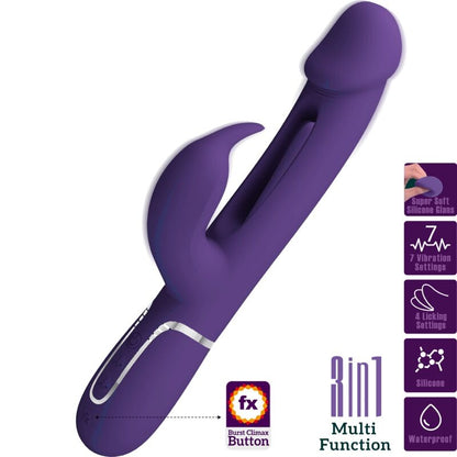 PRETTY LOVE - KAMPAS RABBIT 3-IN-1 MULTIFUNCTION VIBRATOR WITH TONGUE VIOLET
