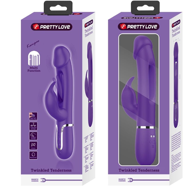 PRETTY LOVE - KAMPAS RABBIT 3-IN-1 MULTIFUNCTION VIBRATOR WITH TONGUE VIOLET