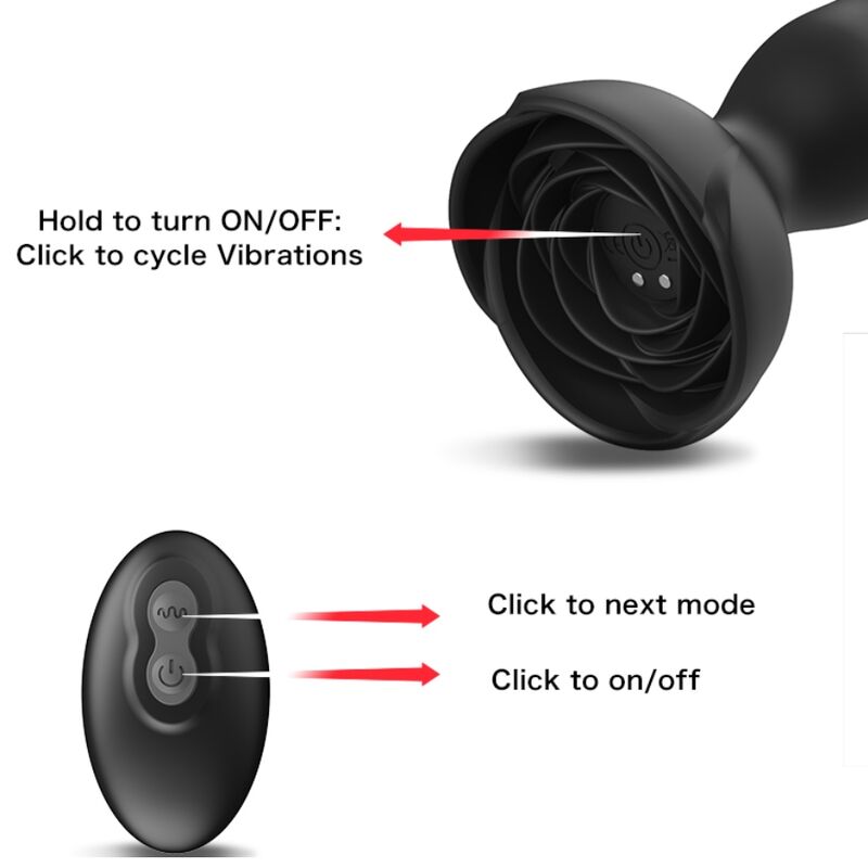 ARMONY - EXTREME BLOOM ROSE VIBRATOR & ANAL PLUG REMOTE CONTROL BLACK