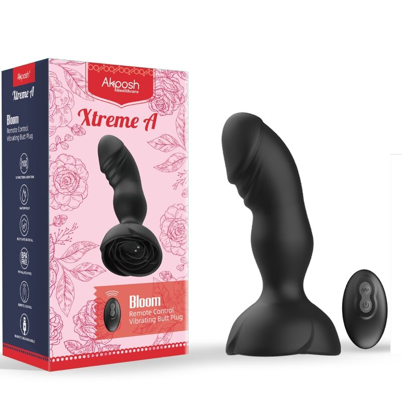 ARMONY - EXTREME BLOOM ROSE VIBRATOR & ANAL PLUG REMOTE CONTROL BLACK