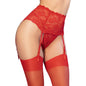 CHILIROSE - CR 4718 GARTER BELT AND STOCKINGS RED L
