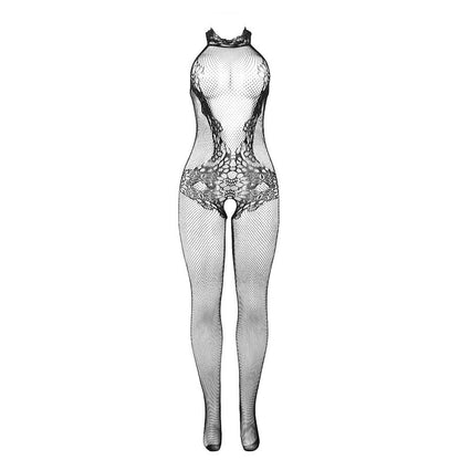 SUBBLIME - 951801 LACE AND MESH BODYSTOCKING WITH OPEN BUST BLACK ONE SIZE