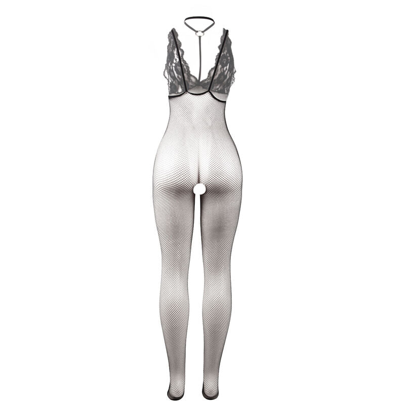 SUBBLIME - 951993 BLACK SHEER MESH BODYSTOCKING WITH OPEN CROTCH ONE SIZE