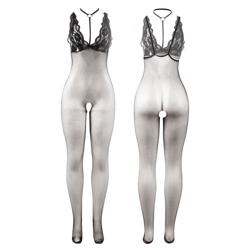 SUBBLIME - 951993 BLACK SHEER MESH BODYSTOCKING WITH OPEN CROTCH ONE SIZE