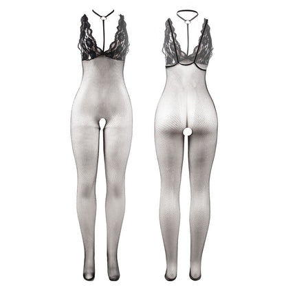 SUBBLIME - 951993 BLACK SHEER MESH BODYSTOCKING WITH OPEN CROTCH ONE SIZE