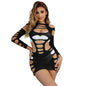 SUBBLIME - 952266 LONG SLEEVE ELASTIC MESH DRESS BLACK ONE SIZE