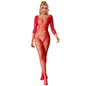 SUBBLIME - 952419 DIAMOND MESH BODYSTOCKING, LONG SLEEVE, RED, XS/M