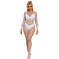SUBBLIME - 952396 DIAMOND NET BODYSUIT LONG SLEEVE WHITE ONE SIZE